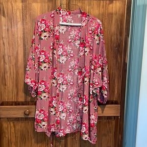 Pink floral wedding robe. Size small/medium